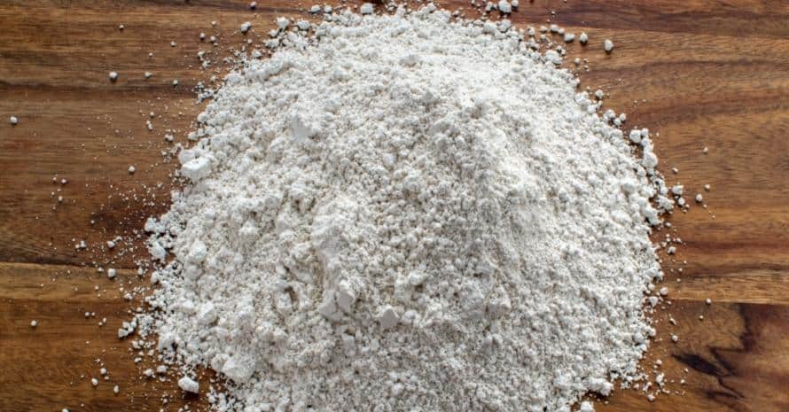 Diatomaceous earth on wooden floor