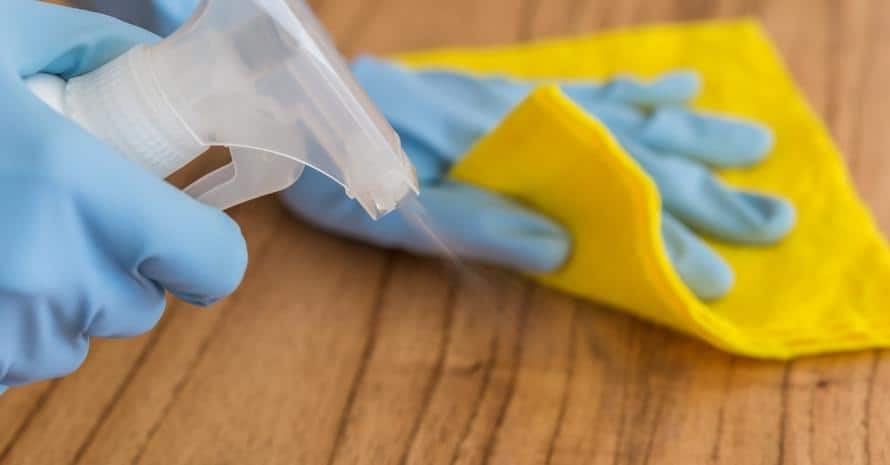 Disinfecting a table surface