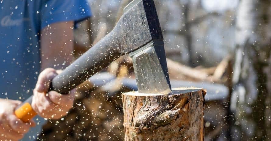 Man cut wood