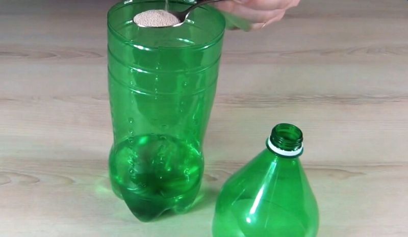 cut open green plastic bottle