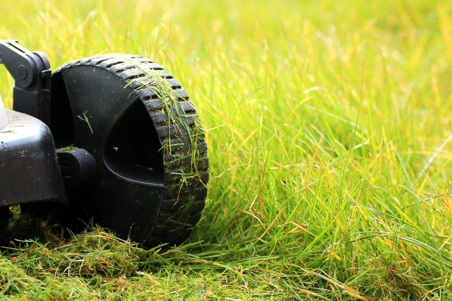 lawnmower at work on a lawn