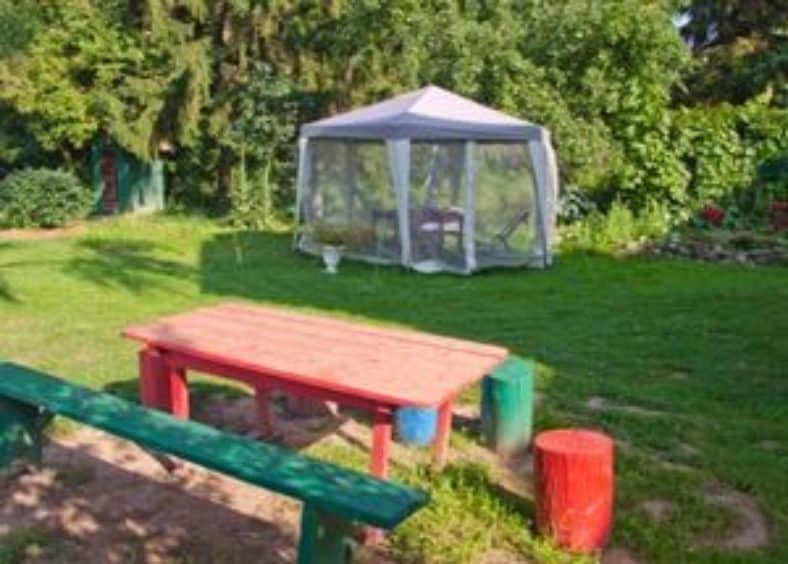 mosquito tent in summer